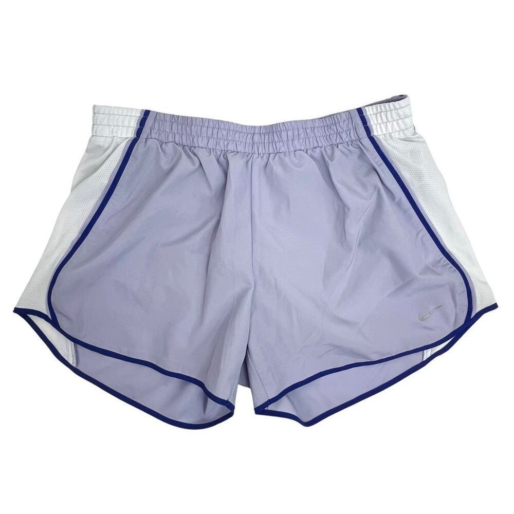 Nike Womens Dri-FIT Tempo Mesh Running Athletic Shorts Light Purple White Medium